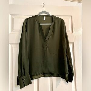 Olive Green Long Sleeve Blouse Medium